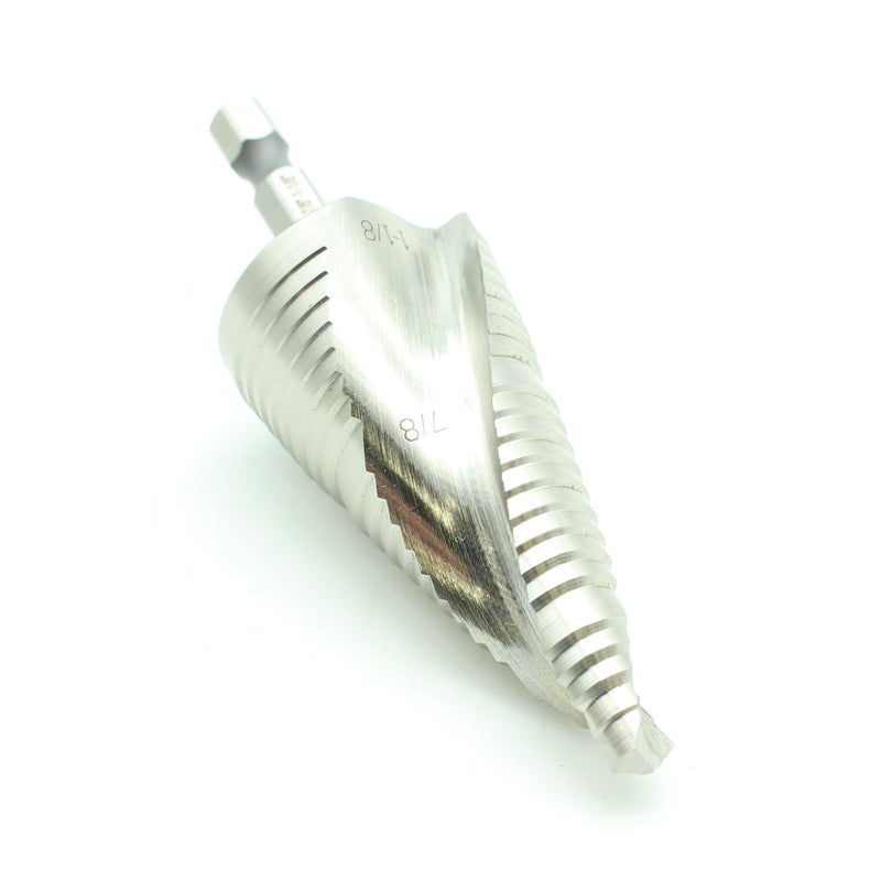 TEMO M35 Cobalt Step Drill Spiral Flute Unibit, Two Size: 7/8 Inch and 1-1/8 Inch, 1/4 Inch Hex Shank - Image 3